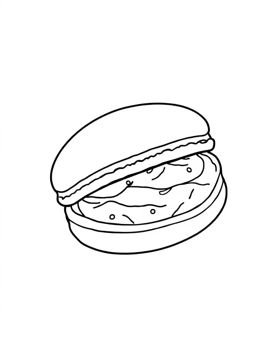 A cheerful macaron with a fancy filling.