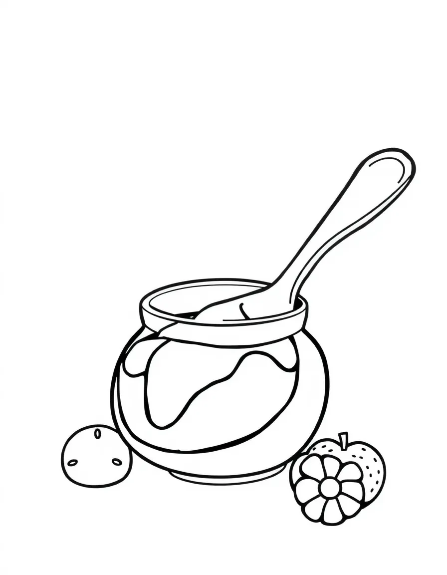 A happy spoonful of jam with fruit.