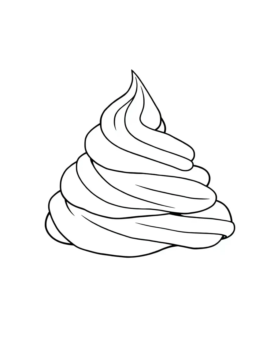 A proud dollop of whipped cream with a swirl.