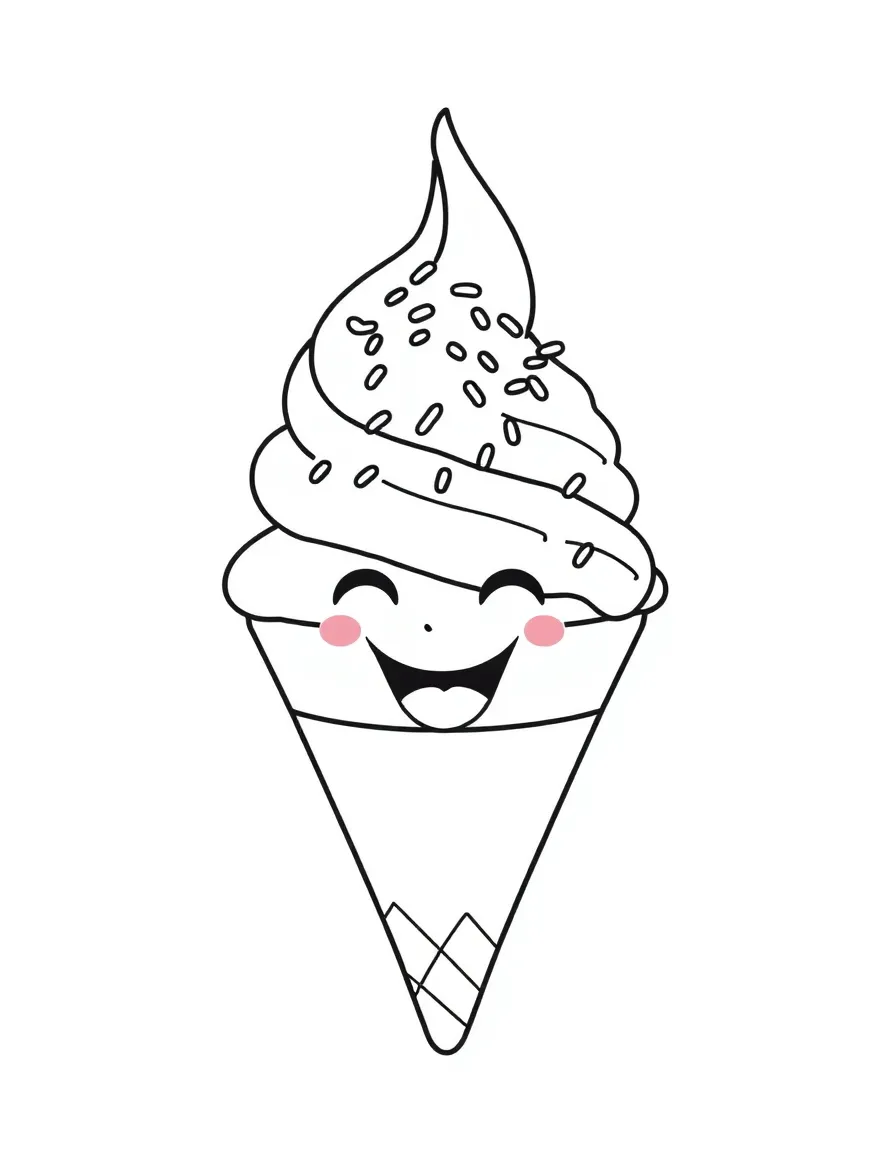 A happy scoop of ice cream with sprinkles.