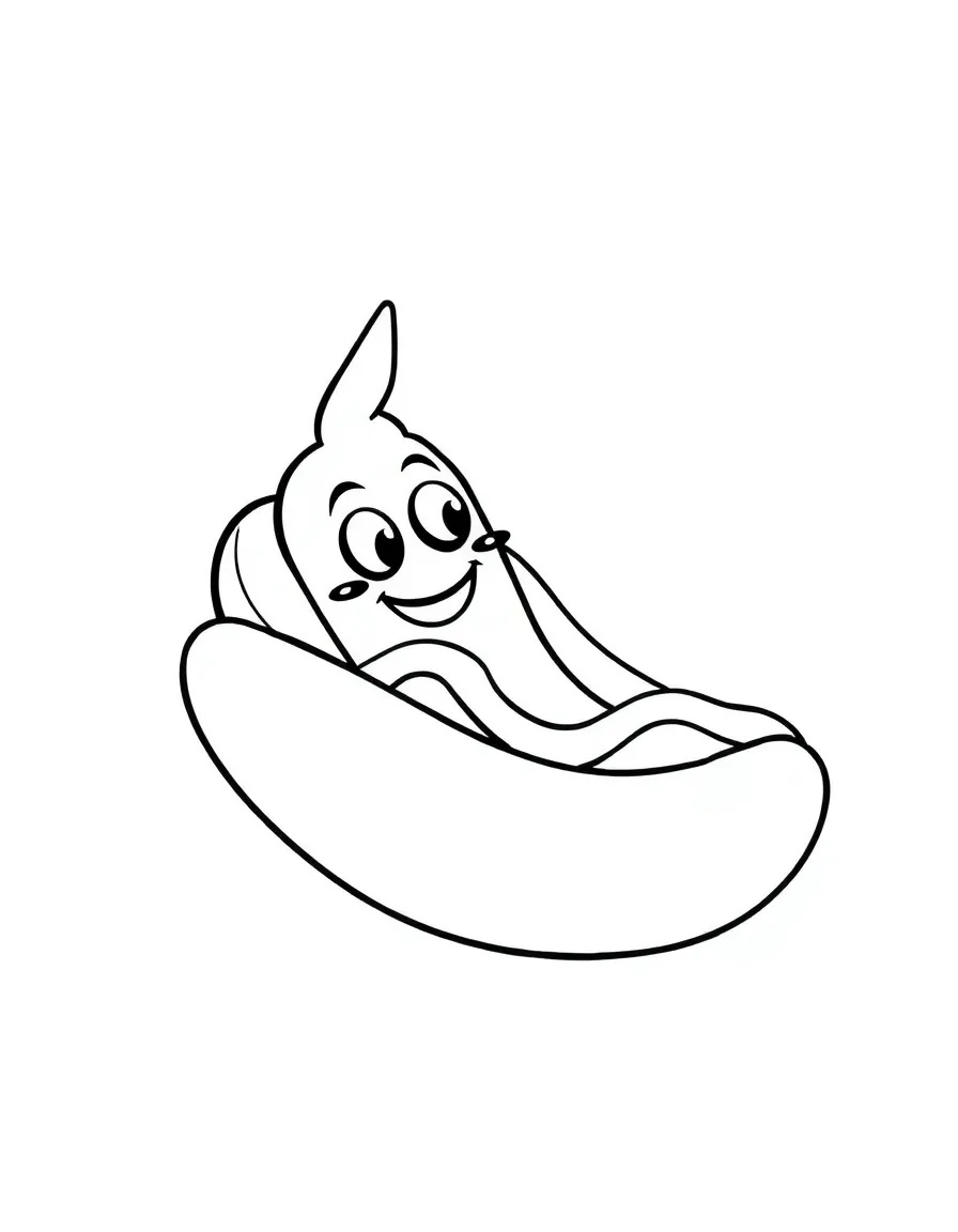 A silly hot dog with ketchup.