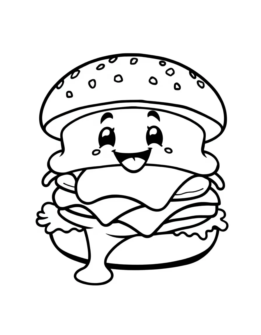A happy burger with cheese.
