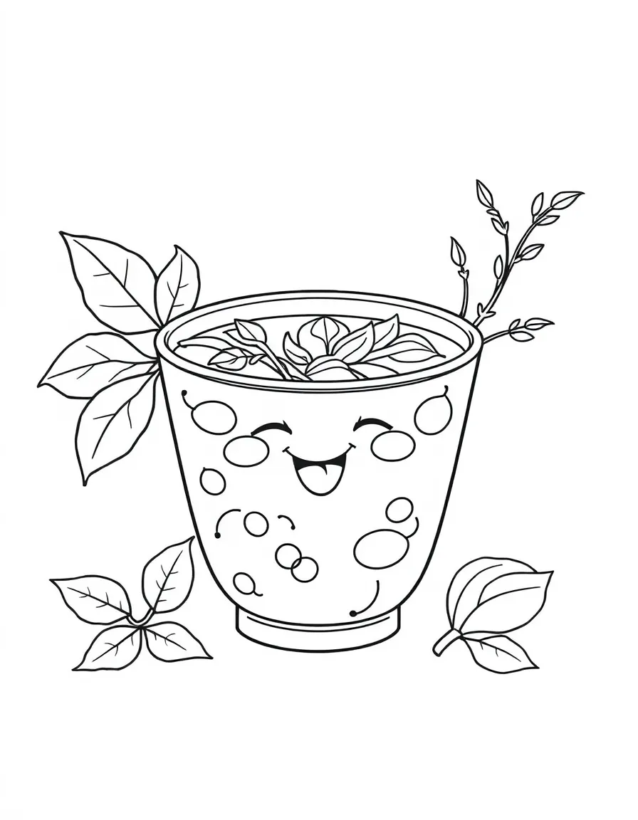 A cheerful pho with herbs.