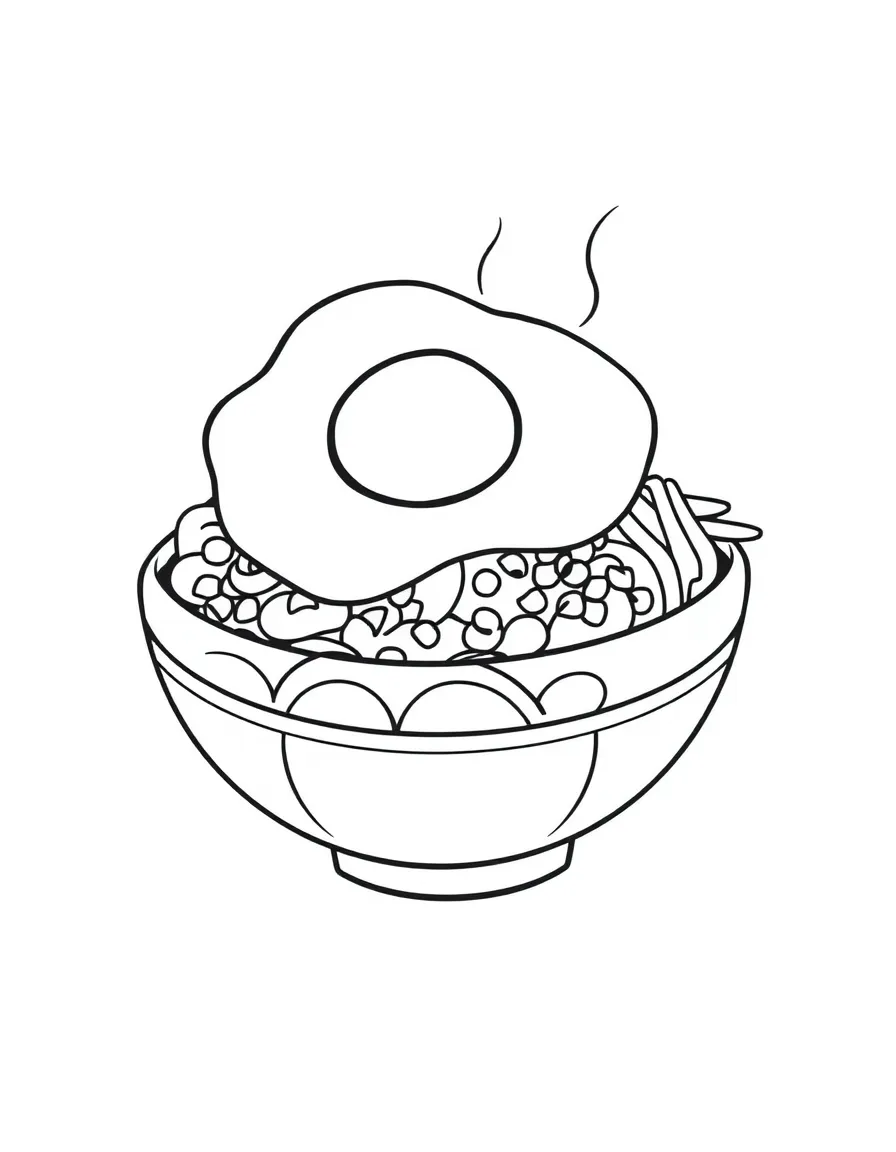 A silly bibimbap with a fried egg.