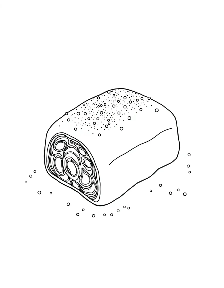 A proud Turkish delight with powdered sugar.