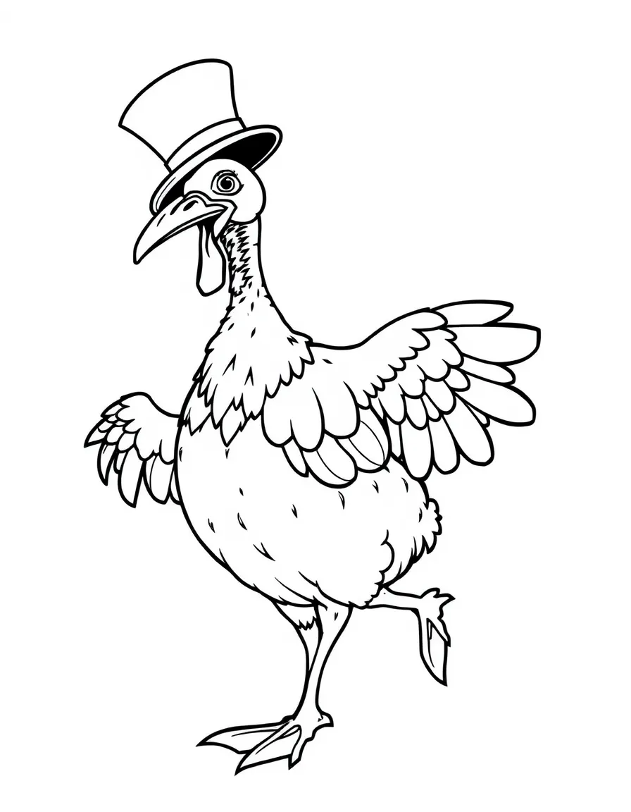 A dancing foie gras with a fancy hat.