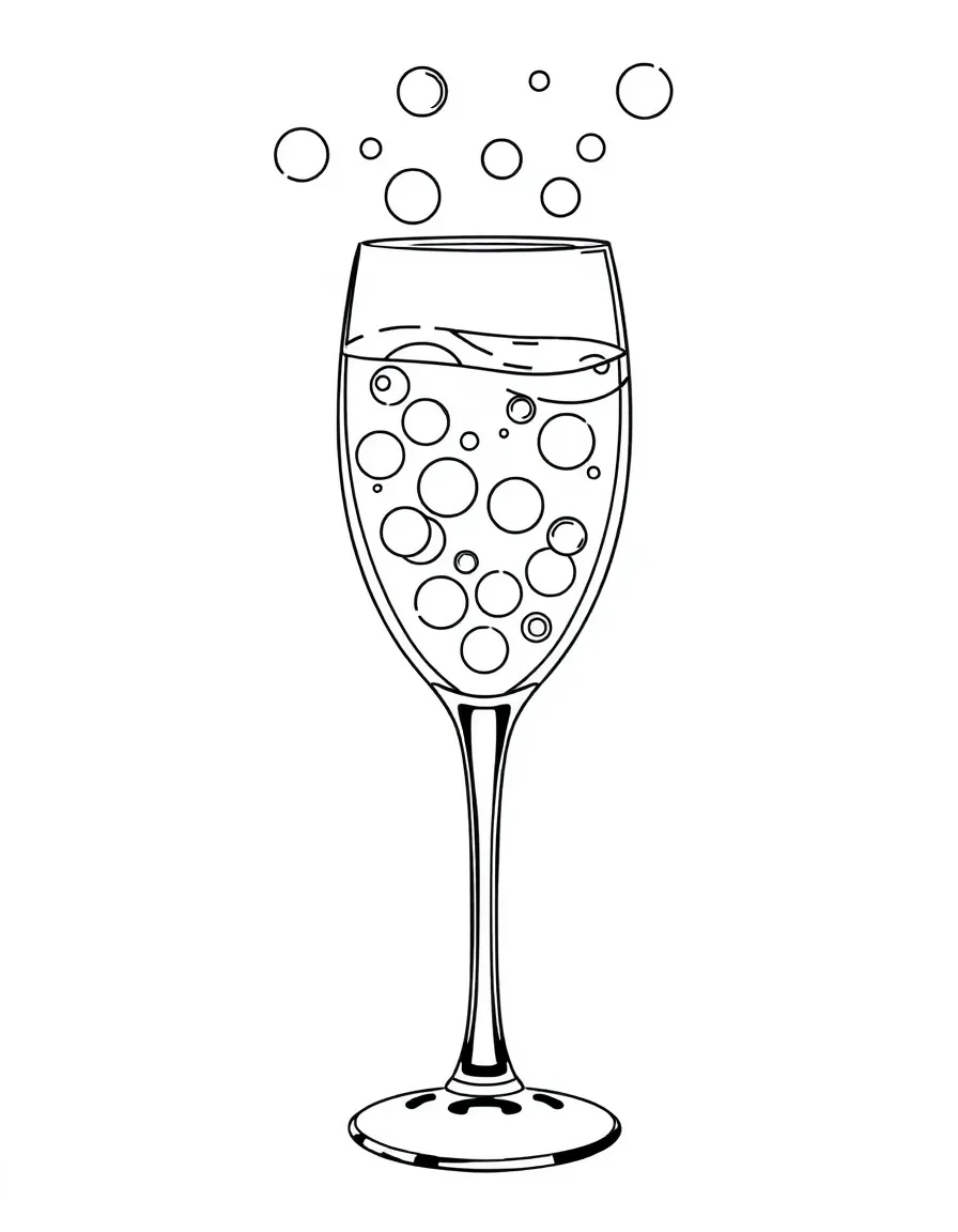A bubbly kir royale with floating bubbles.
