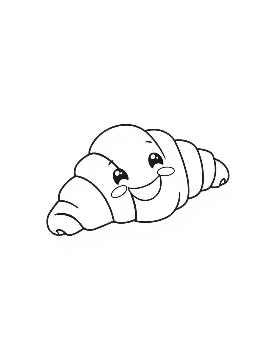 A happy croissant with a buttery glow.