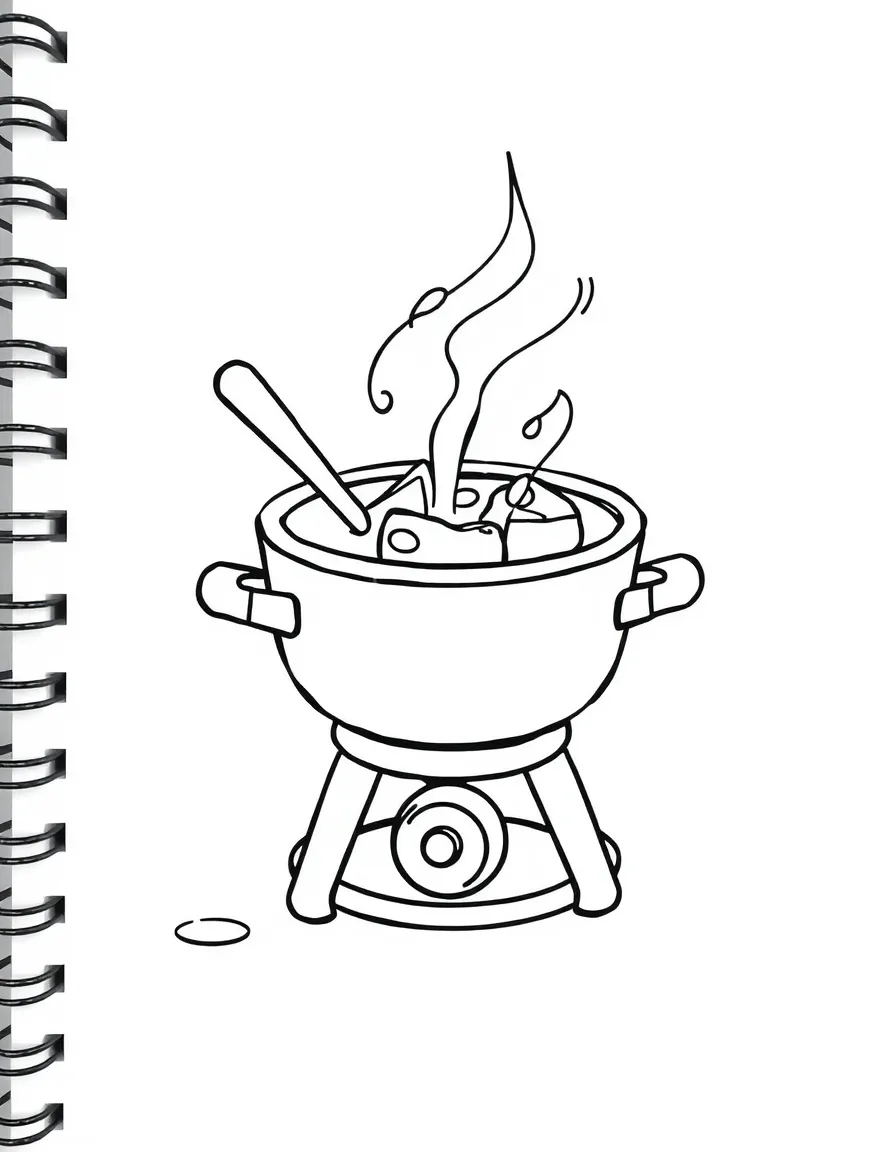 A tiny fondue pot with bubbling cheese.