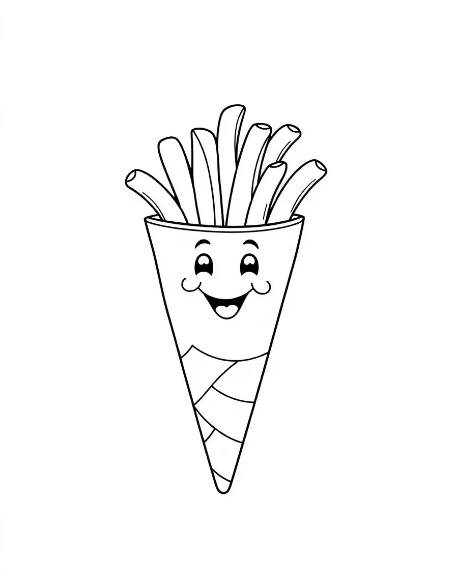 A happy frites cone with a happy smile.