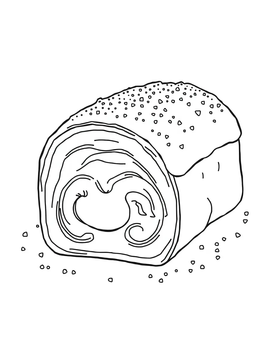 A cheerful Stollen with powdered sugar.