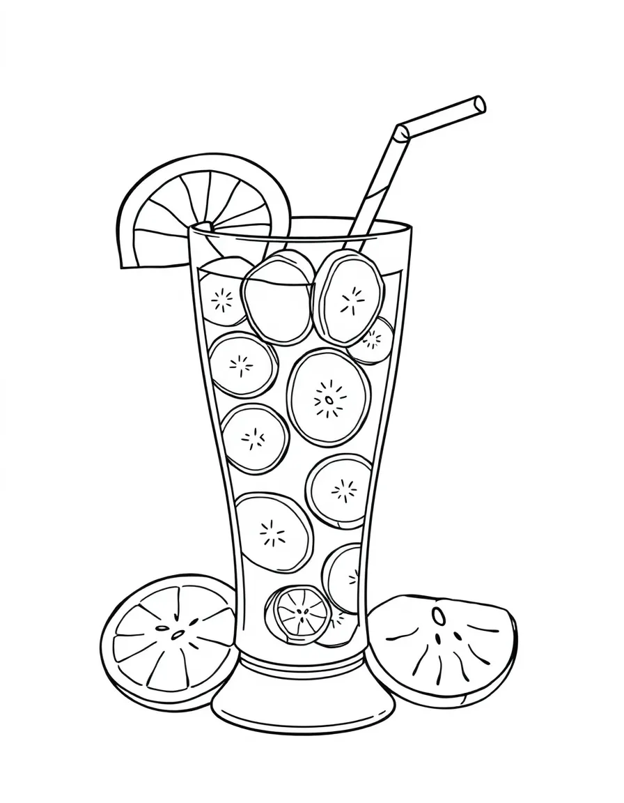 A giggling sangria with fruit slices.