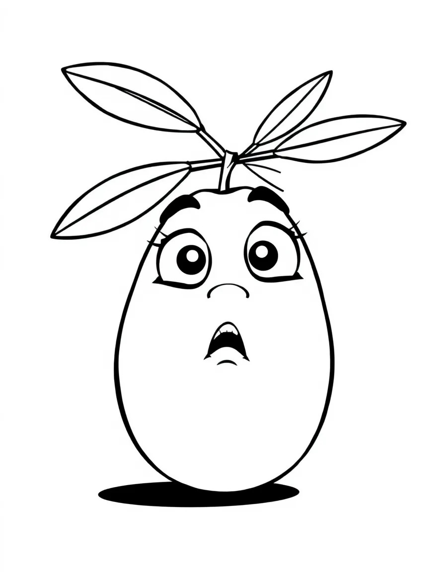 A mischievous olives with a surprised face.