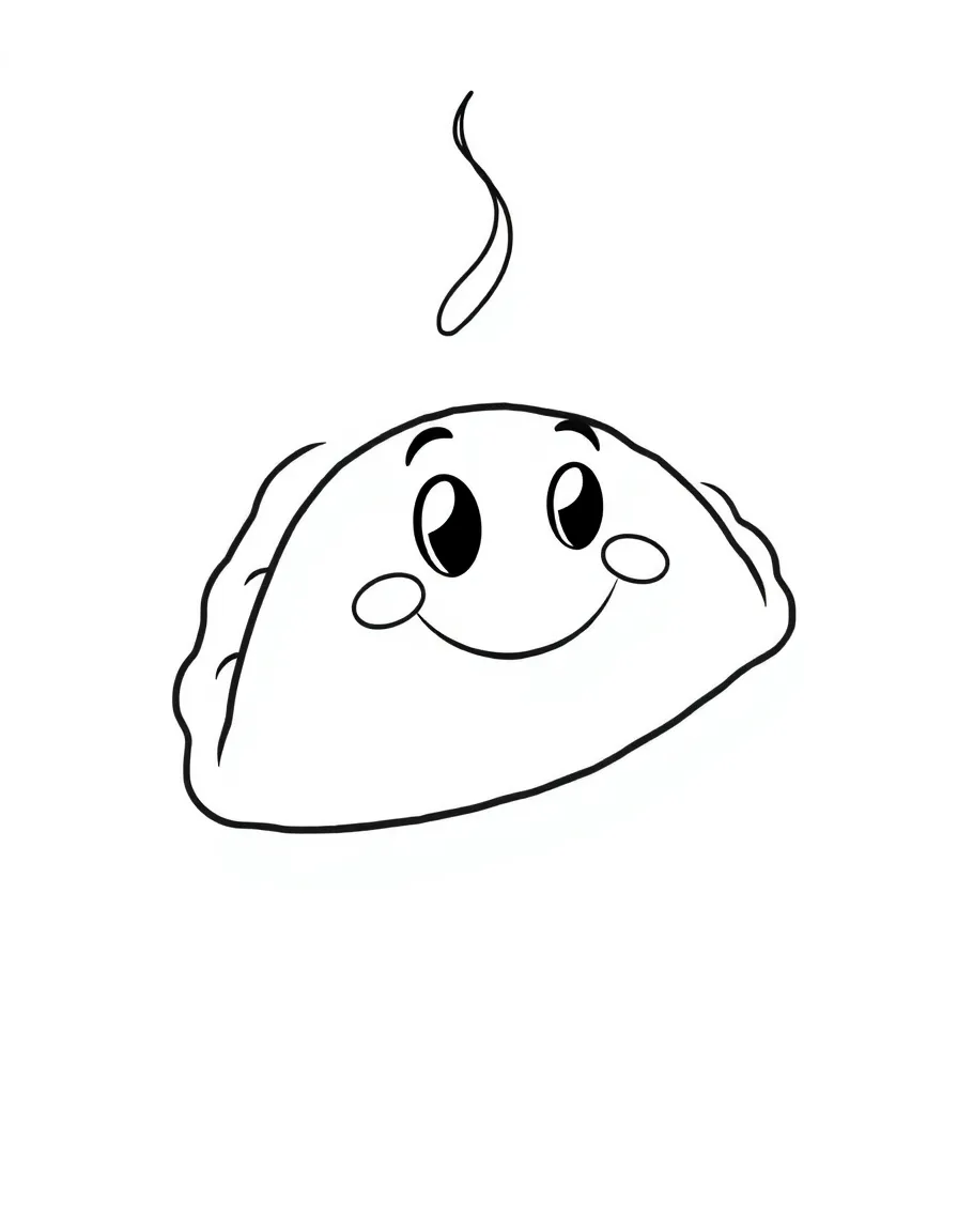 A smiling empanada with a savory smell.