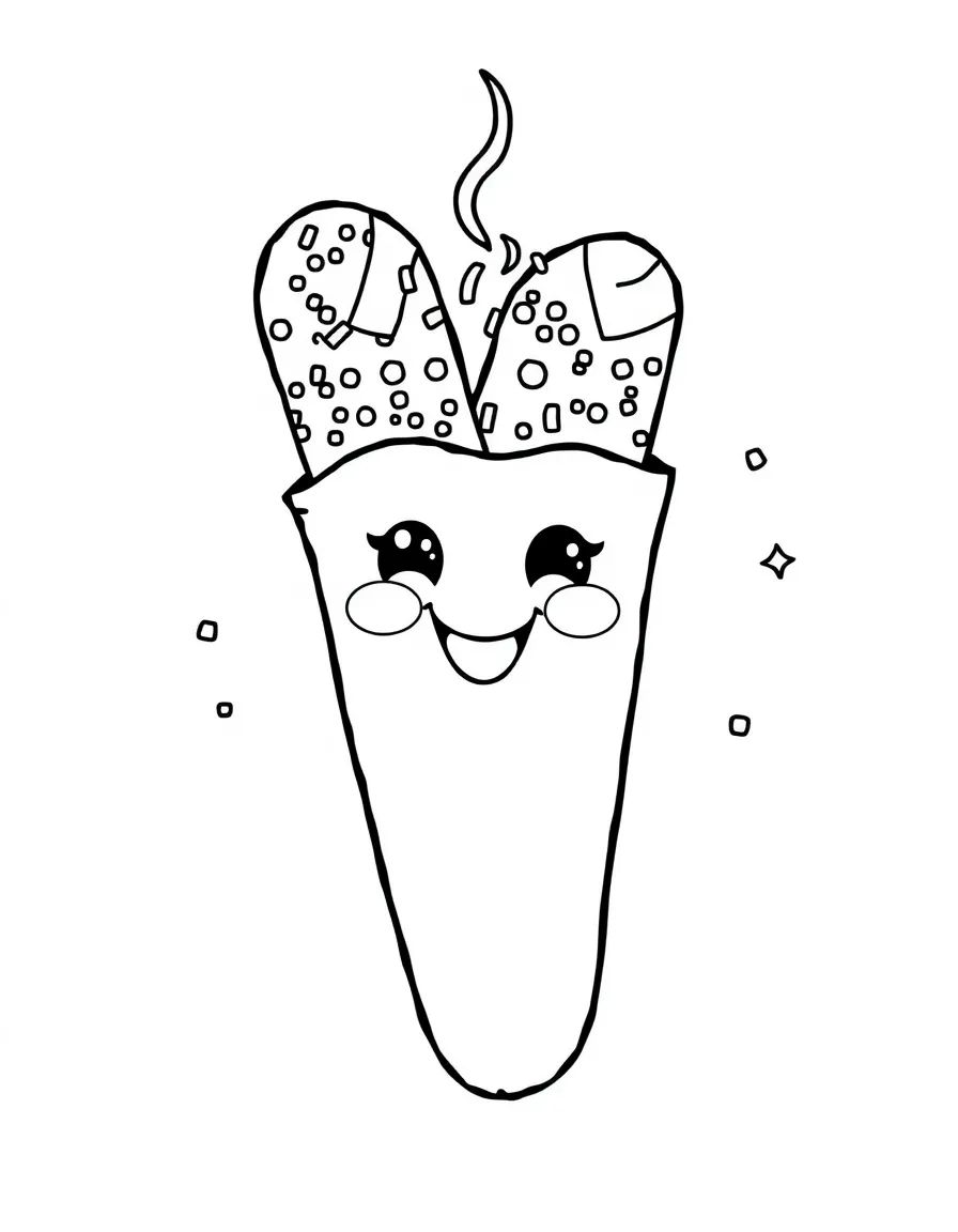 A happy churros with a happy sprinkle.