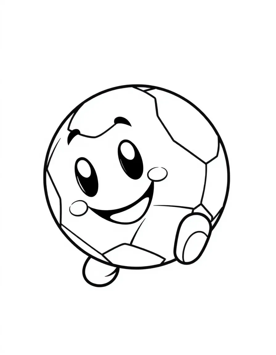 A bouncy soccer ball with stripes and a happy face, ready to be kicked around by some playful feet.