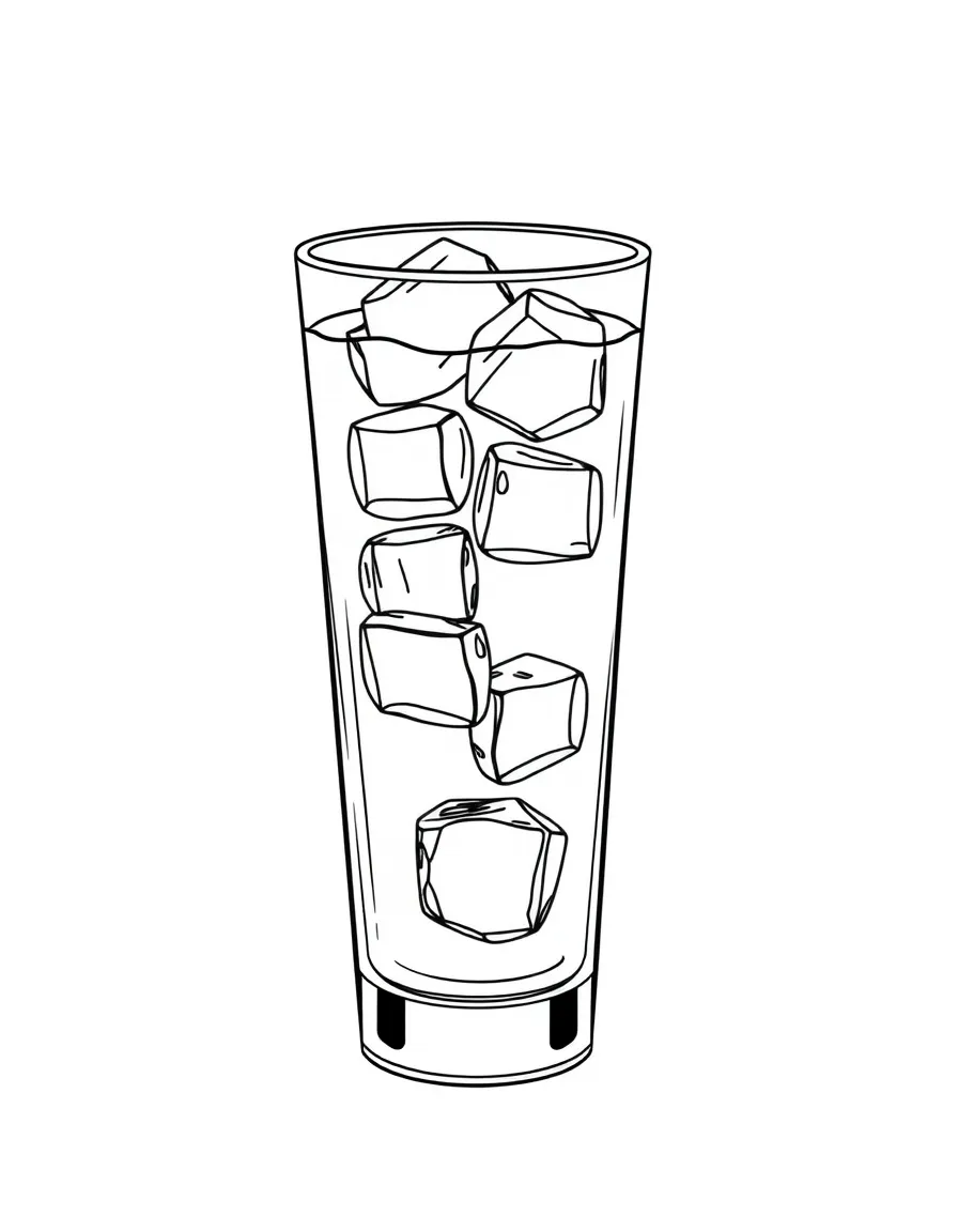 A tall, cold glass of water with ice cubes clinking.