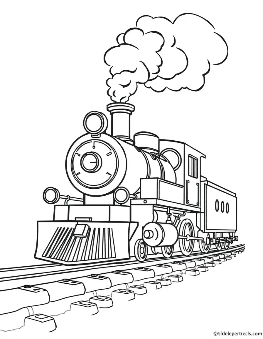 A chugging train with smoke coming out of its chimney.