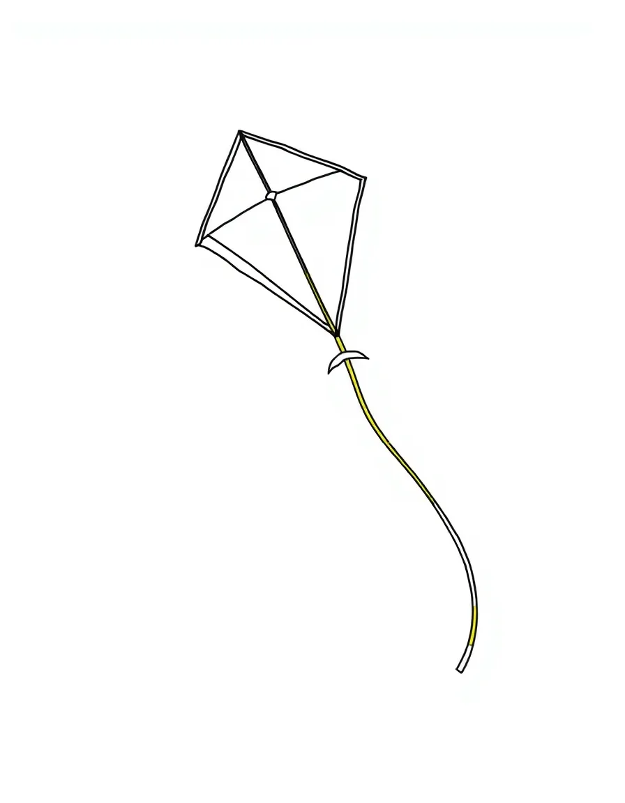 A colorful kite flying high with a long tail.