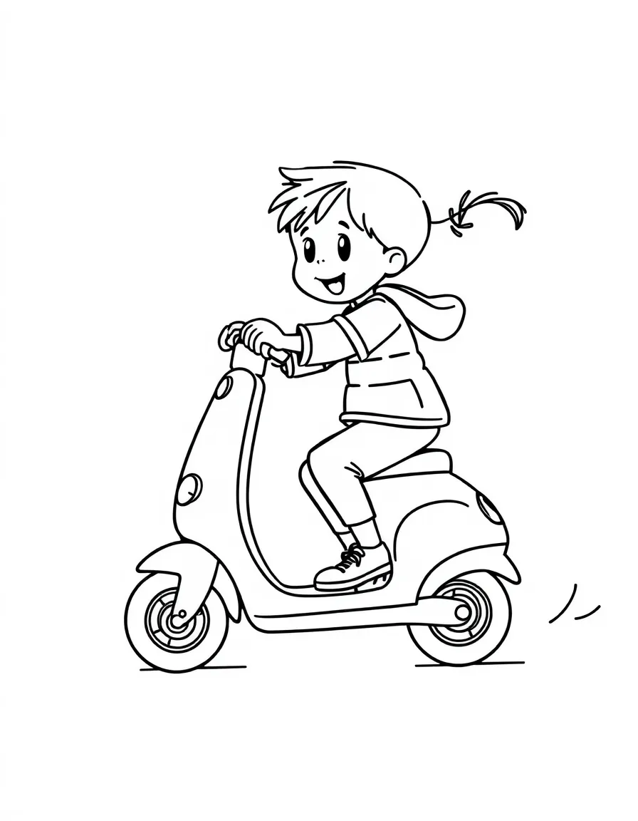 A rolling scooter with a child having fun.