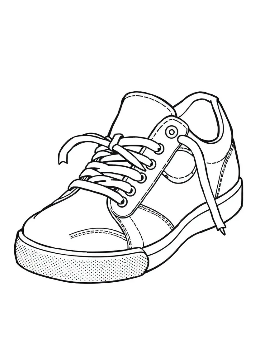 A tied shoelace on a sneaker.