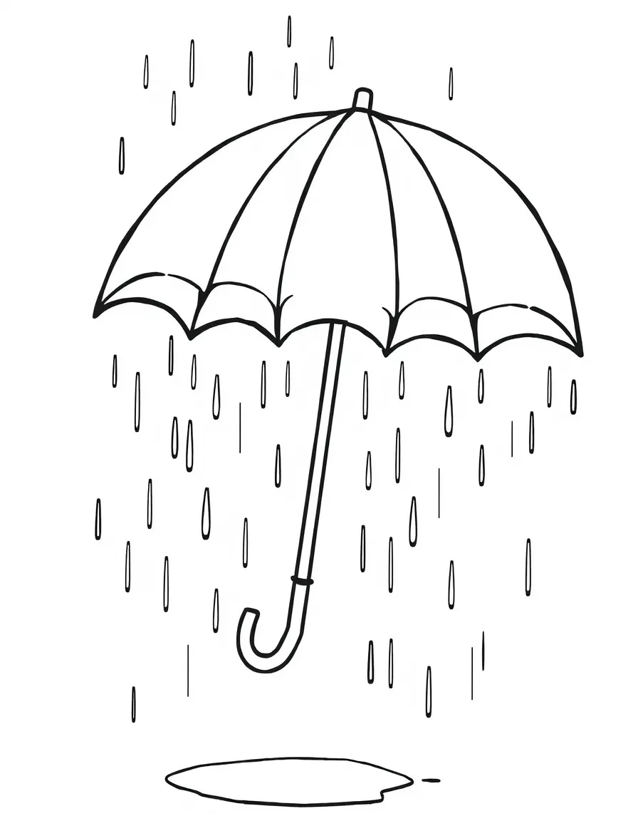 A tall umbrella protecting from raindrops.