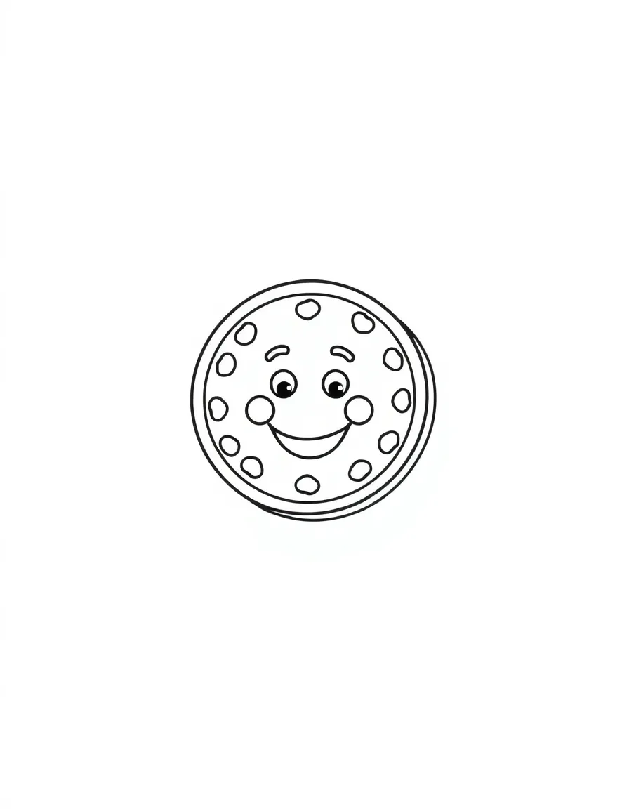 A tiny coin with a smiling face.