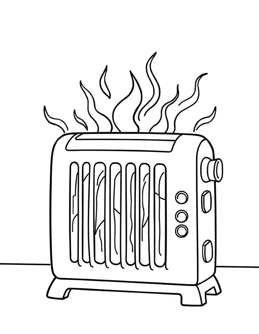 A warm heater with radiating heat waves.