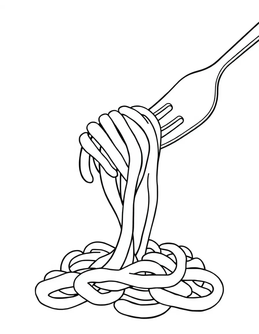 A pointy fork picking up pasta.