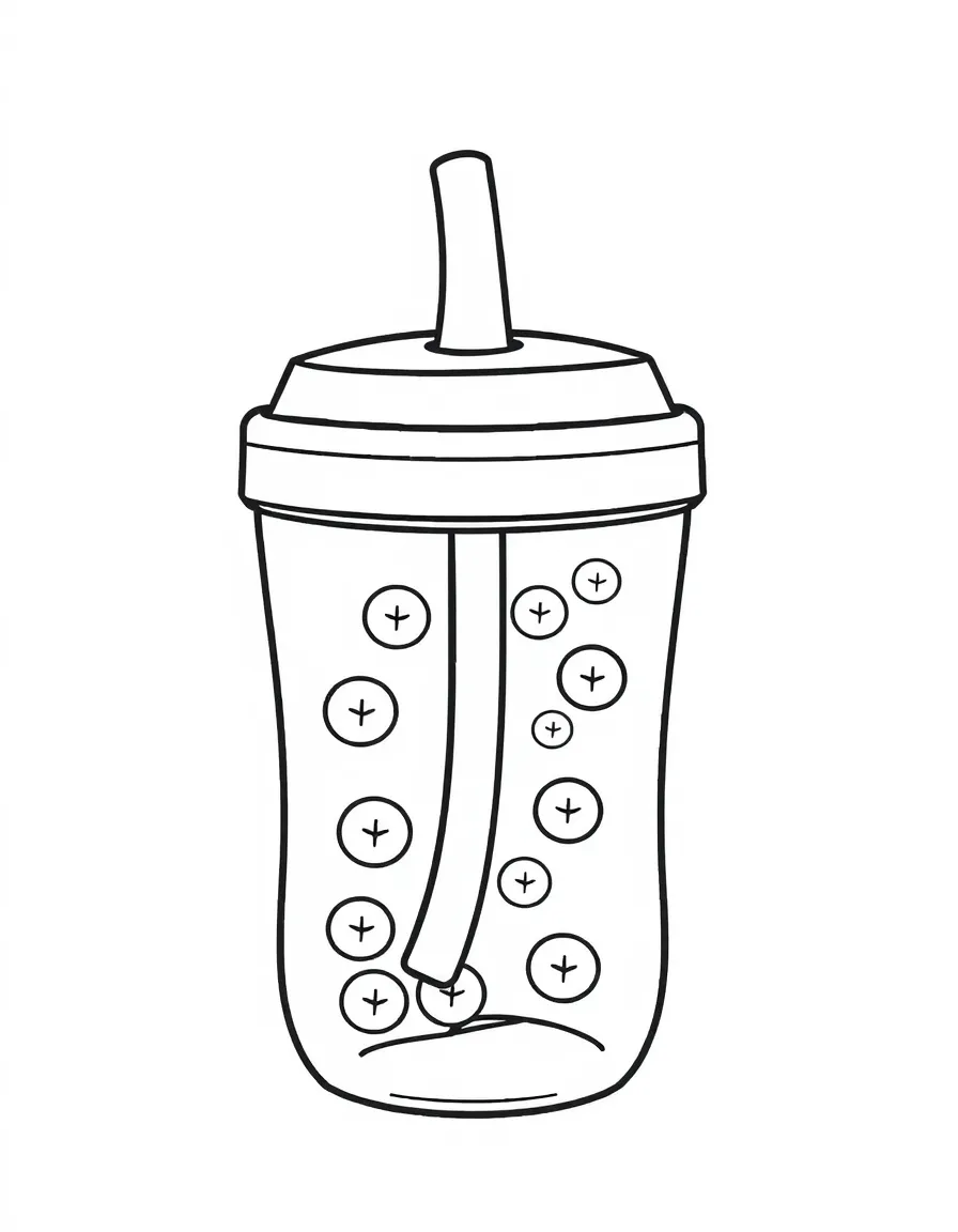 A sippy cup with a straw.