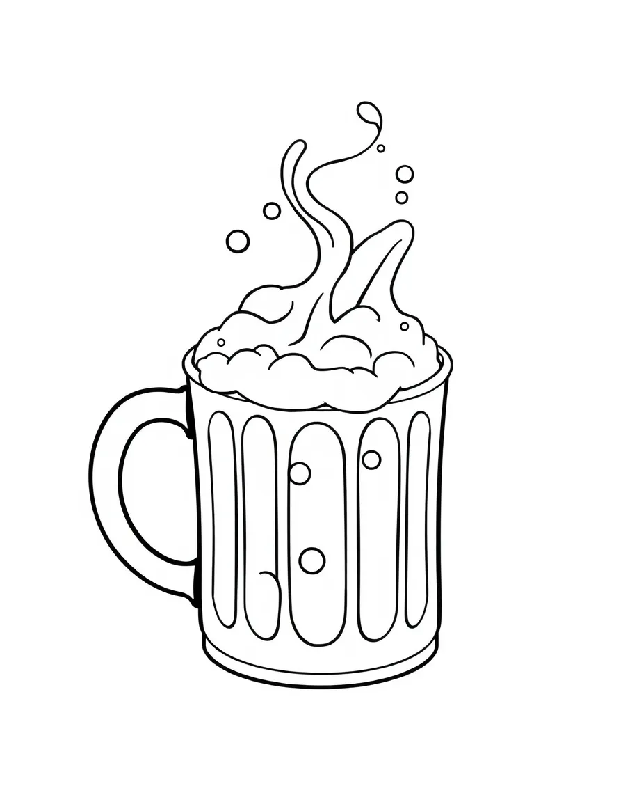 A bubbly mug with steam rising from it.