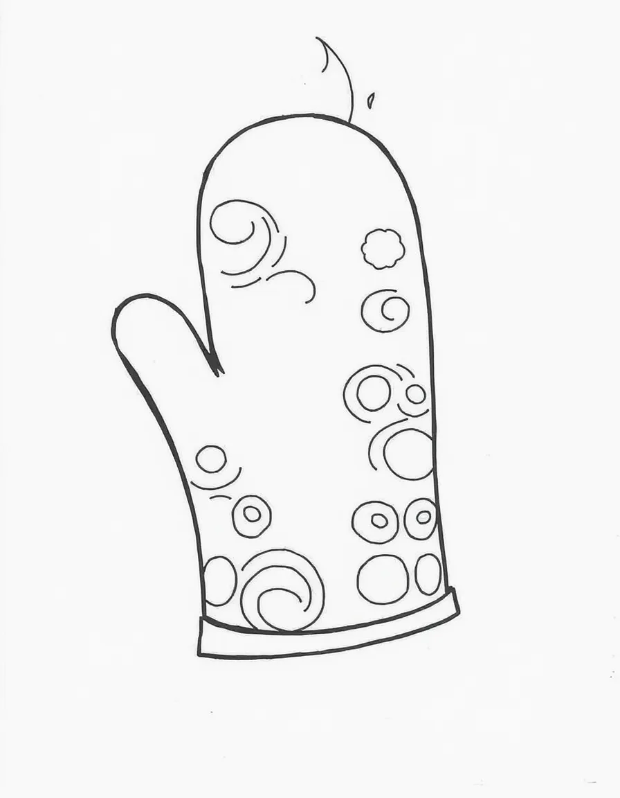 A squishy oven mitt protecting hands.