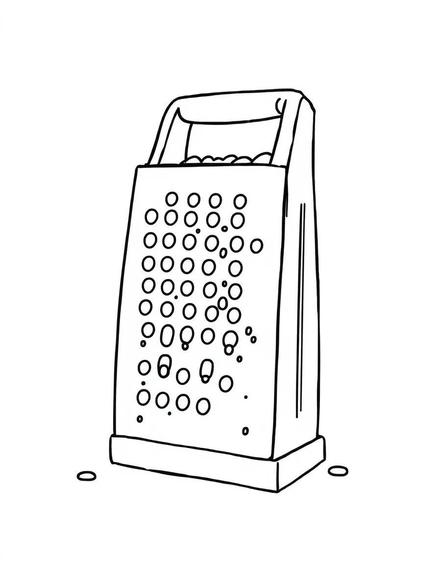 A sharp grater grating cheese.