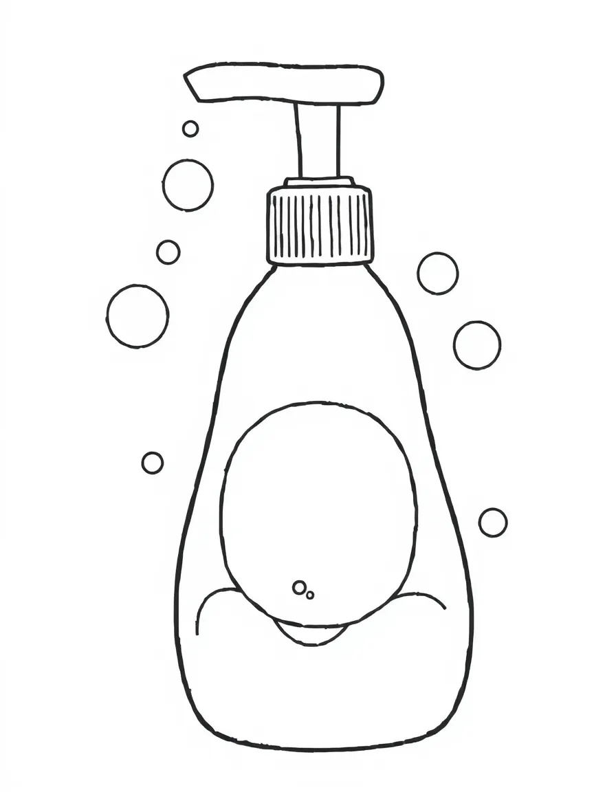 A fluffy dish soap bottle with bubbles.