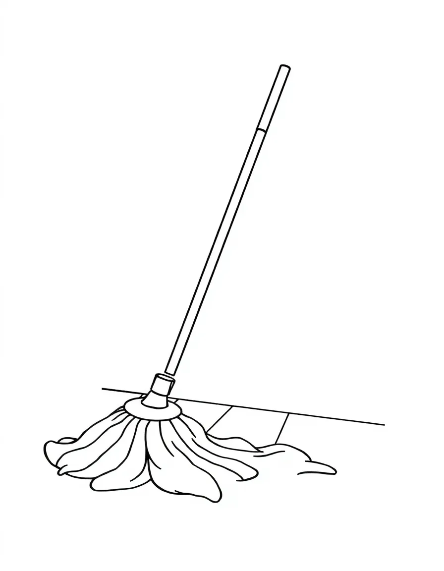 A colorful mop cleaning the floor.