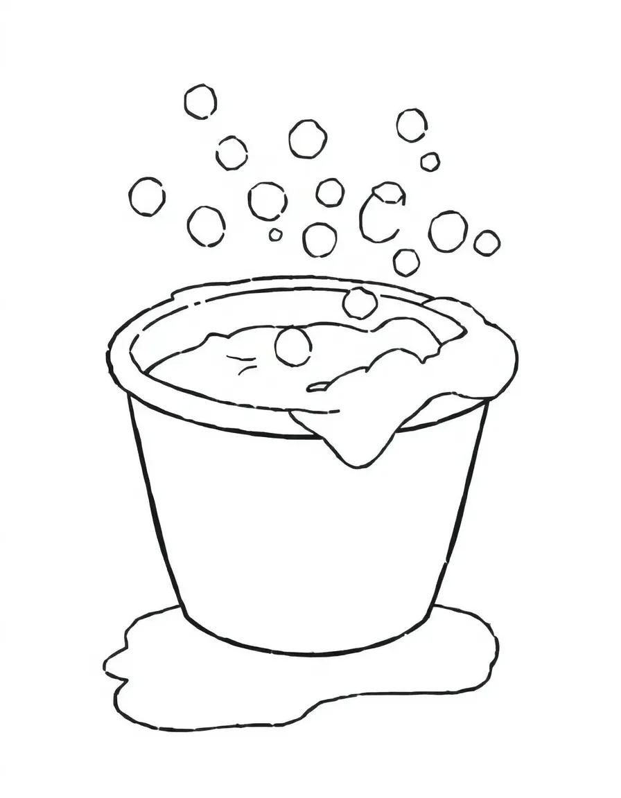 A bubbly bucket filled with soapy water.