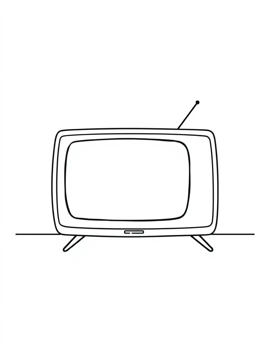 A flat television showing a cartoon.