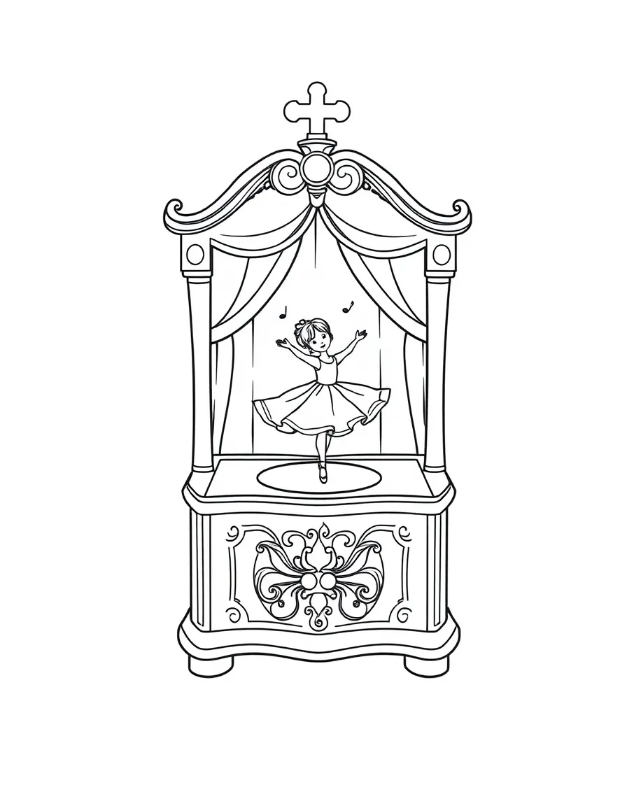 A singing music box with a ballerina dancing.
