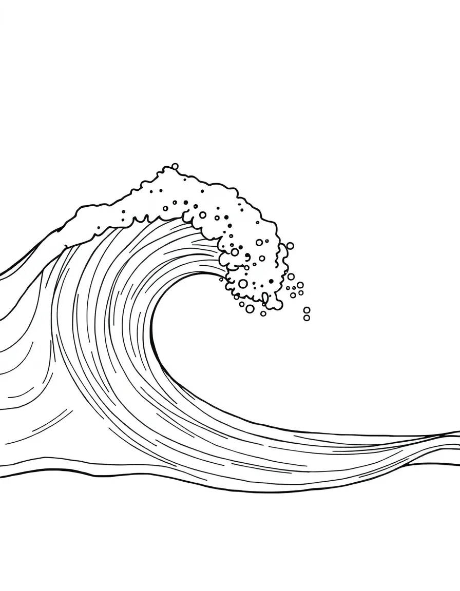 A bubbly wave crashing on the shore.