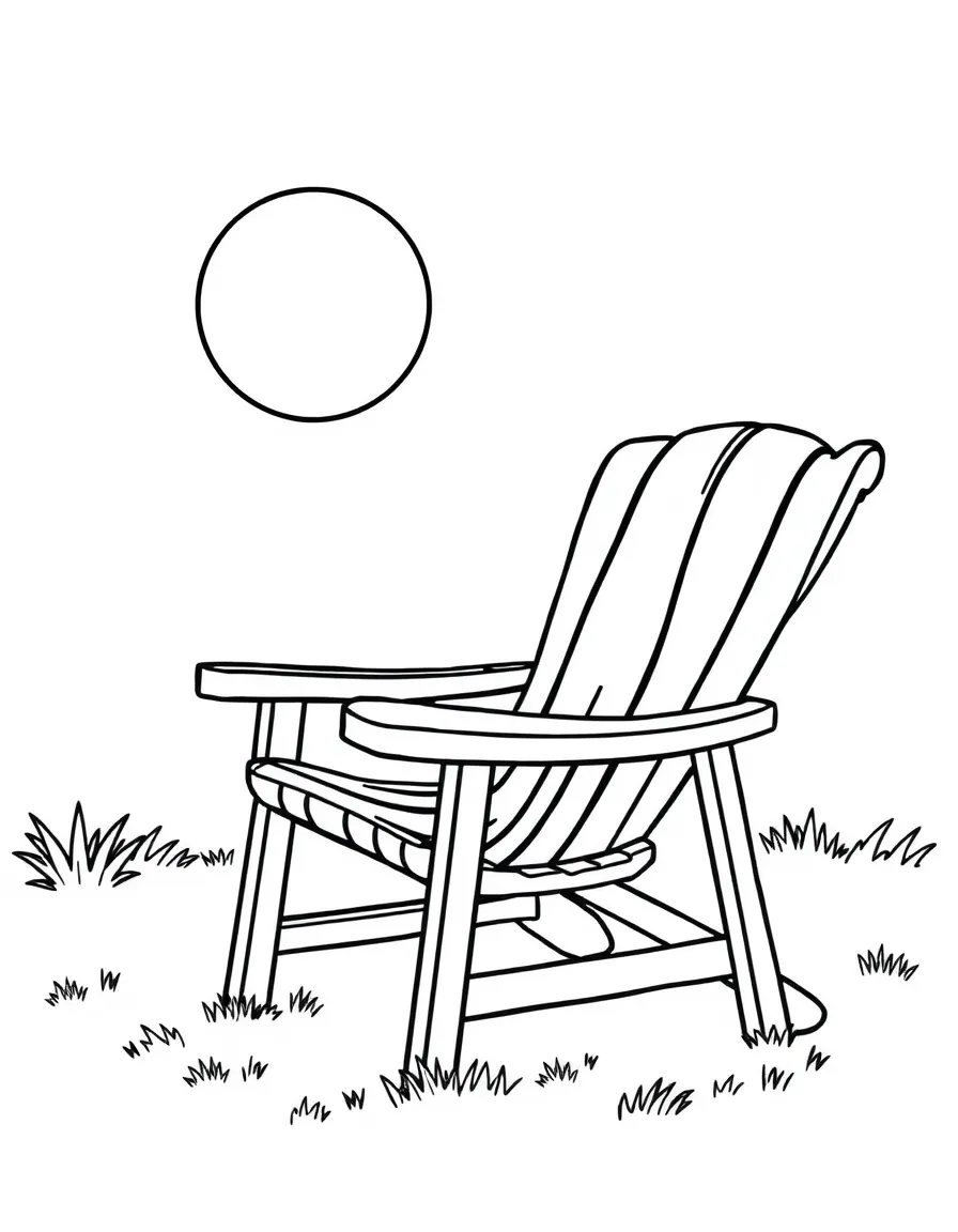 A comfy lawn chair relaxing in the sun.