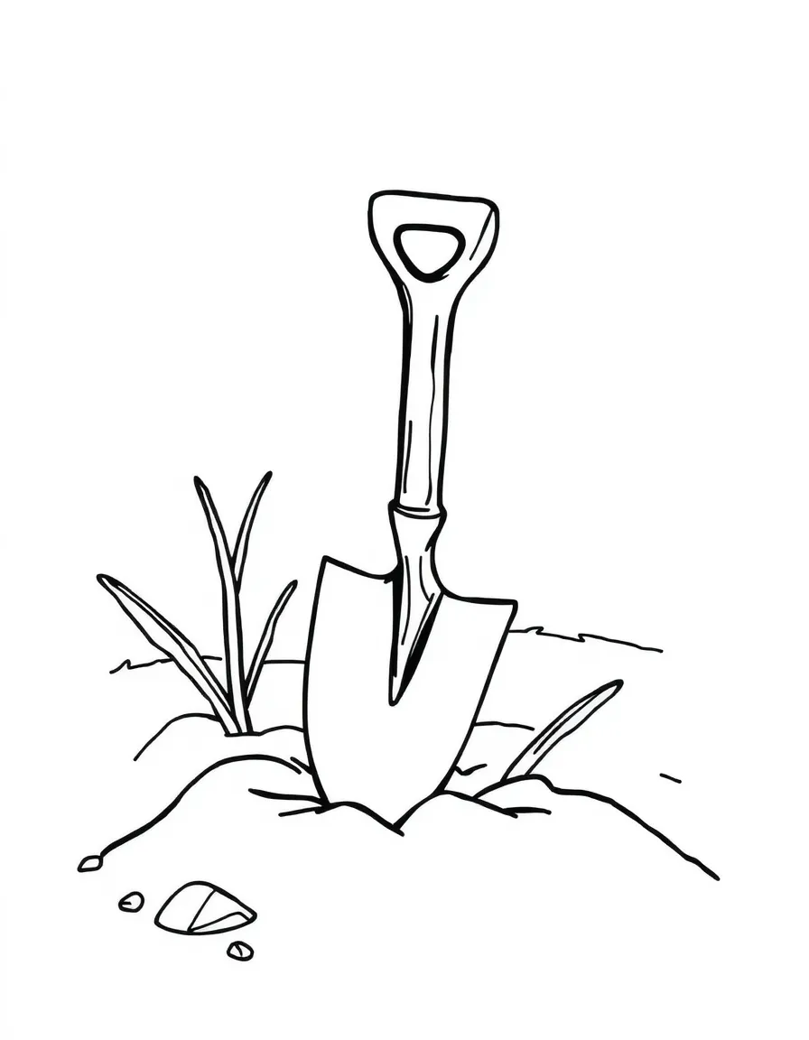 A pointy trowel digging in the dirt.