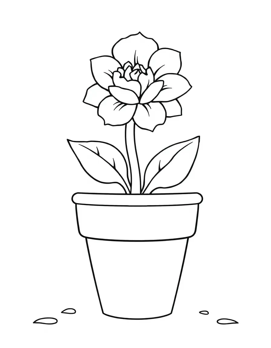 A strong flower pot with a blooming flower.