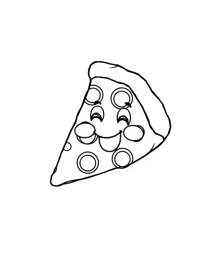 A yummy pizza slice with happy pepperoni.