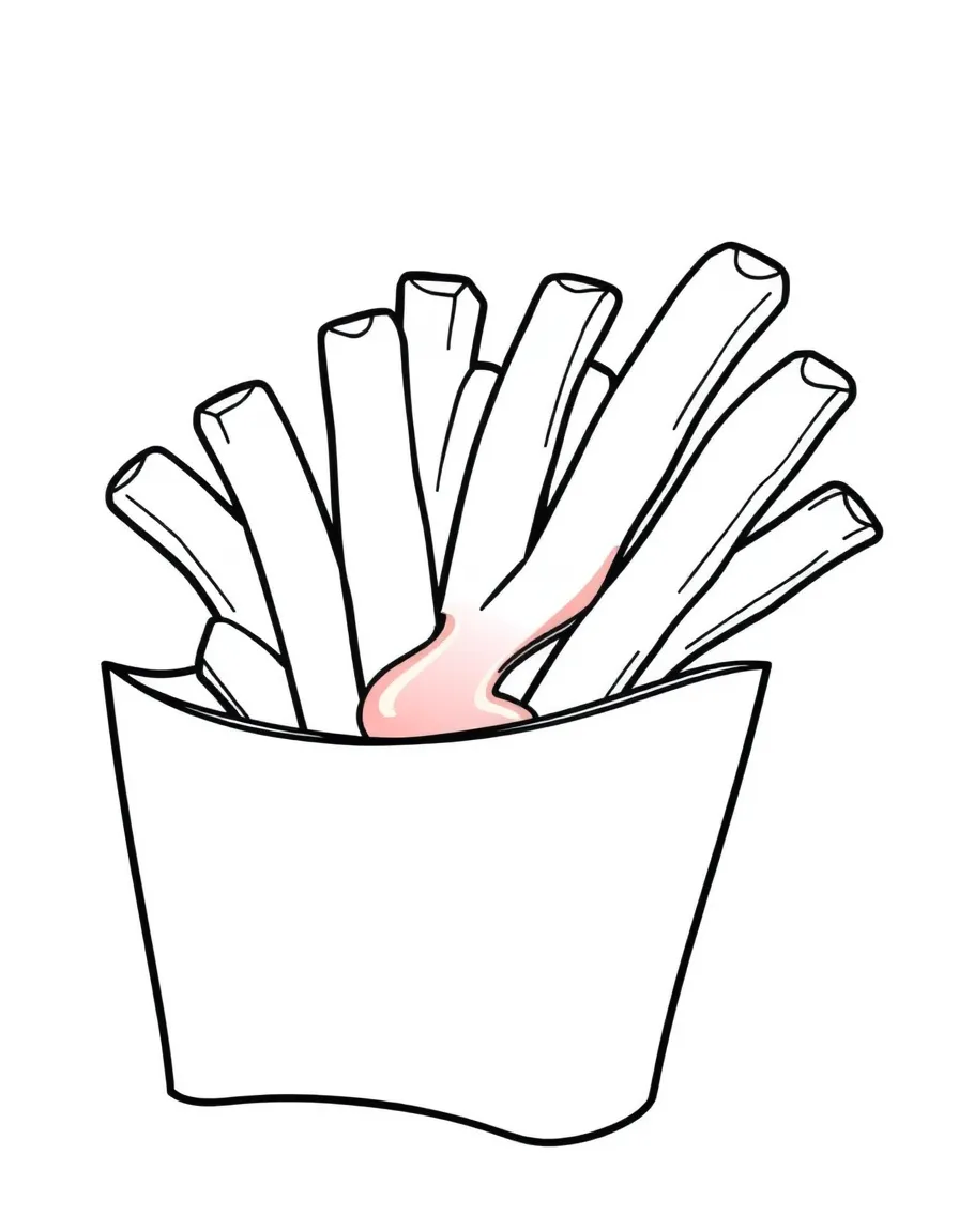 A crispy french fry with ketchup.