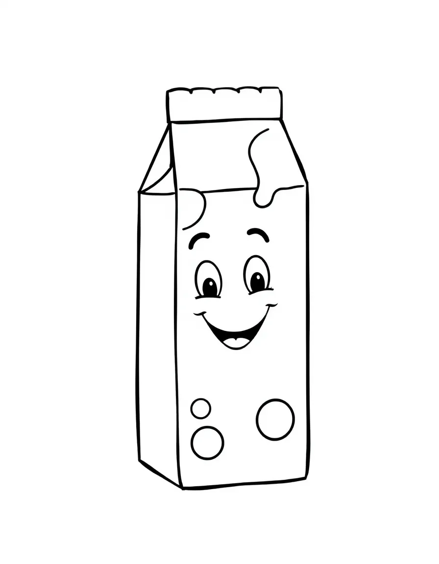 A bubbly milk carton with a smiling face.