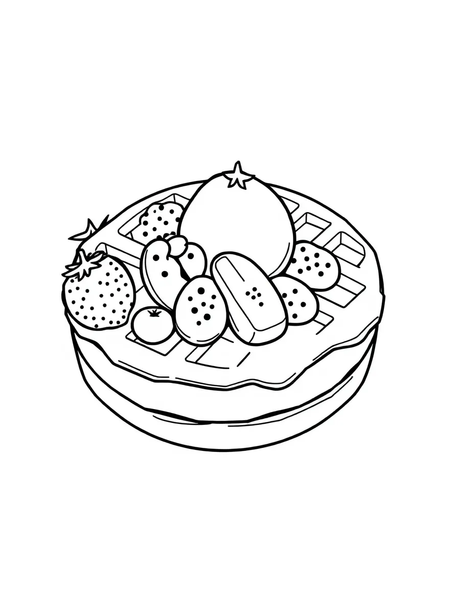 A bouncy waffle with fruit.