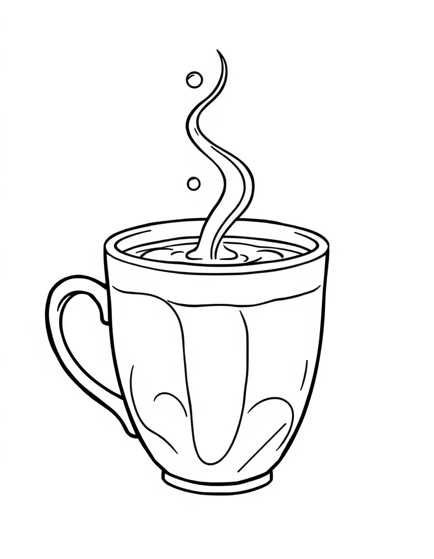 A bubbly coffee cup with steam.