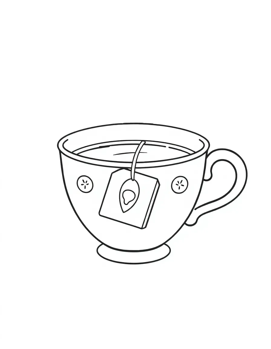 A sweet teacup with a teabag.