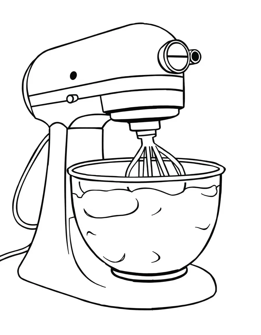 A sharp mixer stirring batter.
