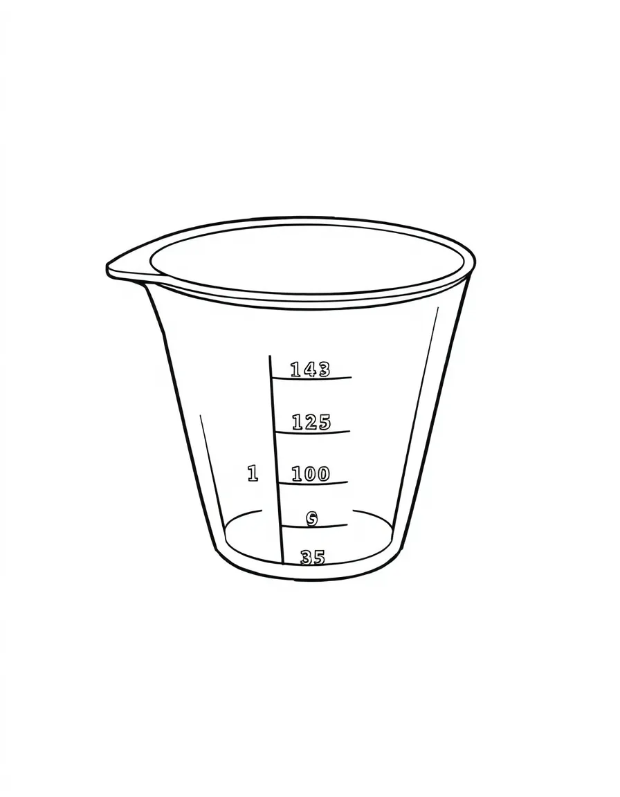 A strong measuring cup with numbers.